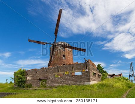 Zdrzewno, Poland- 08 June 2014: Dutch Windmill From 1765. From The Fourteenth Century Belonged To Th