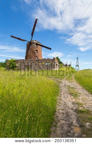 Zdrzewno, Poland- 08 June 2014: Dutch Windmill From 1765. From The Fourteenth Century Belonged To Th