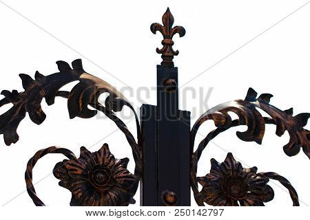 Ornate Wrought-iron Elements Of Metal Gate Decoration.