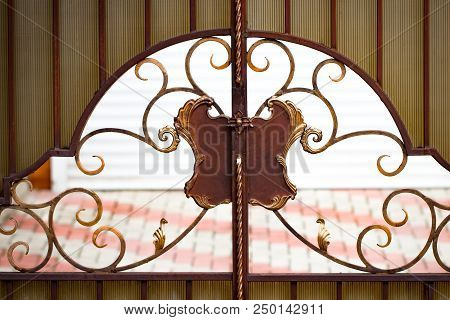 Ornate Wrought-iron Elements Of Metal Gate Decoration