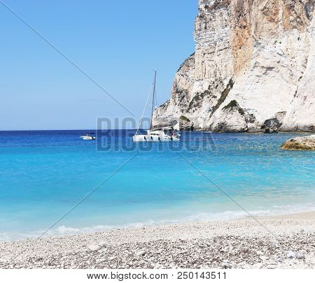 Landscape Of Erimitis Beach Paxos Ionian Islands Greece