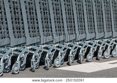 Wire Modern Supermarket Shopping Cart Symbol Of Consumerism