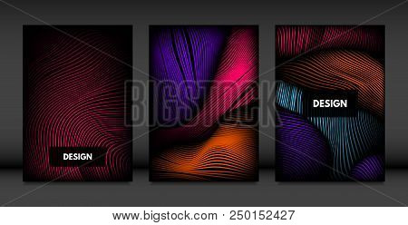 Geometry. Abstract Background Set With Movement And Volume Effect. Covers With Vibrant Gradient And 