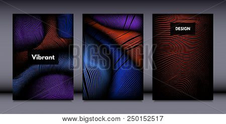 Geometry. Abstract Background Set With Movement And Volume Effect. Covers With Vibrant Gradient And 
