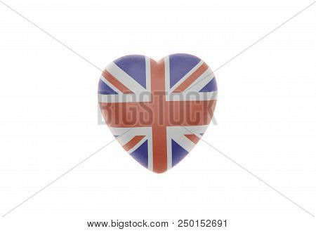 Heart With British Union Jack Flag Isolated On White Background
