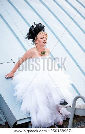 School Of Floristry Stas Zubov In Minsk, Republic Of Belarus. July 2018. Avant-garde Wedding Bouquet