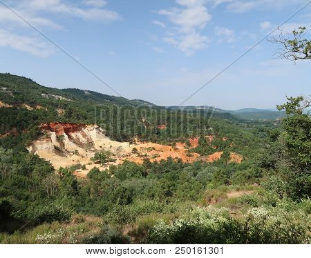 Rustrel, France - July 14, 2018: Photography Showing A Magnificent Landscape. The Photography Was Ta