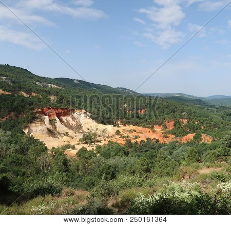 Rustrel, France - July 14, 2018: Photography Showing A Magnificent Landscape. The Photography Was Ta