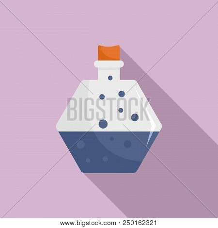 Blue Potion Icon. Flat Illustration Of Blue Potion Vector Icon For Web Design