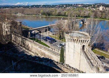 The Fortified City Of Avignon At The French Provence
