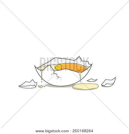 Broken egg. Healthy protein diet. Food vector illustration