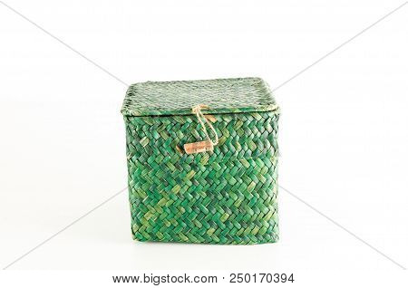 Vimini Wicker Boxes Isolated On White Background