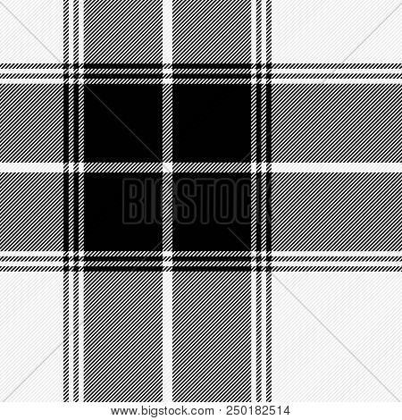 Tartan Pattern. Gabardine Fabric. Scottish Cage. Scottish Black And White Checkered Background. Scot