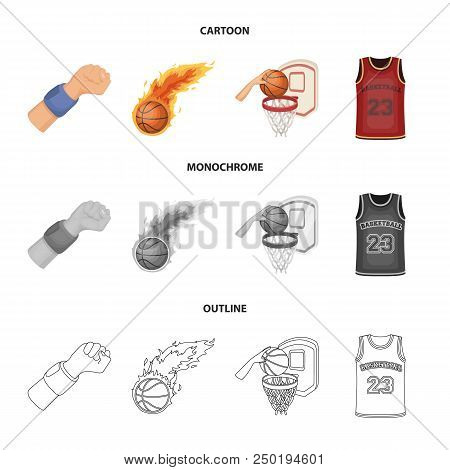Basketball And Attributes Cartoon, Outline, Monochrome Icons In Set Collection For Design.basketball