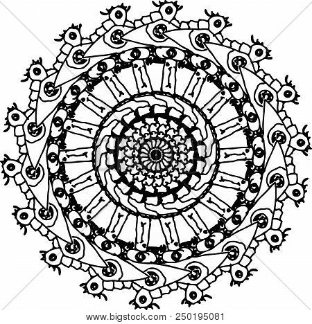 Noble Rowel Mandala Eye In Black And White