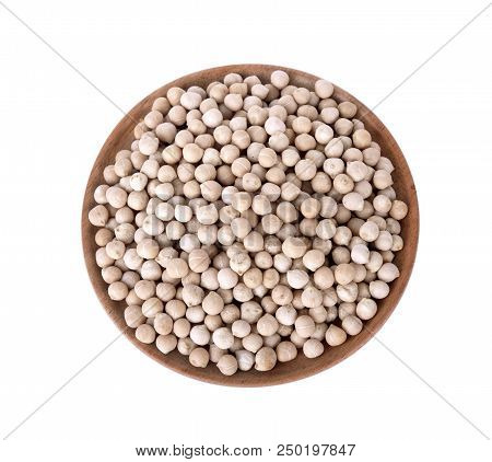 White Pepper In Wooden Plant Isolated On The White Background