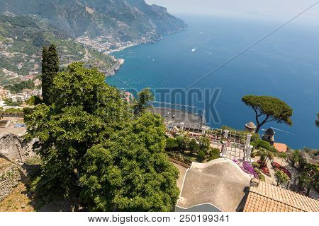 View Over Gulf Of Salerno From Villa Rufolo, Ravello, Campania, Italy