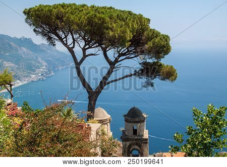 View Over Gulf Of Salerno From Villa Rufolo, Ravello, Campania, Italy