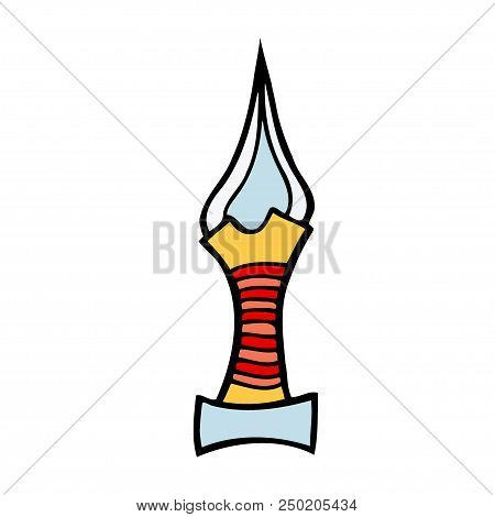 Cartoon Colored Image Of Dagger. Vector Illustration Isolated On White Background For Creating Sketc