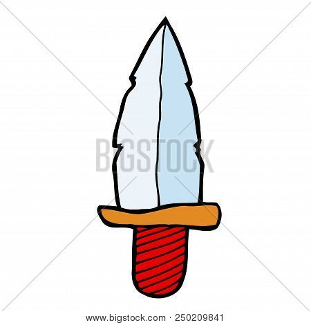 Old Steel Knife Shovel On White Parget Backdrop. Bright Grey Color Hand Drawn Stucco Darby Ladle Obj