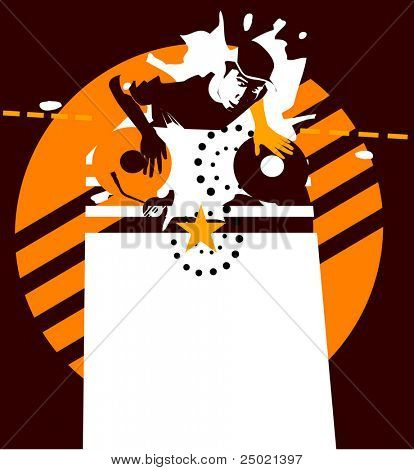 Orange Star dj. Vector illustration