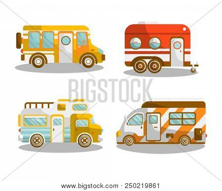 Camping bus or camper van  illustration