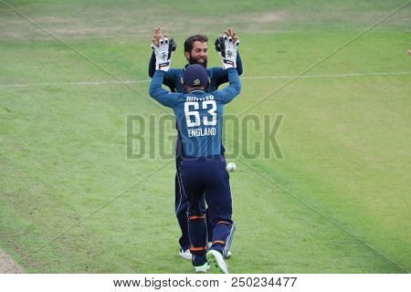 LEEDS, ENGLAND - JULY 17: Moeen Ali and Jos Buttler during the 3rd Royal London One day International match between England and India at Headingley Cricket Ground on July 17, 2018 in  England.  