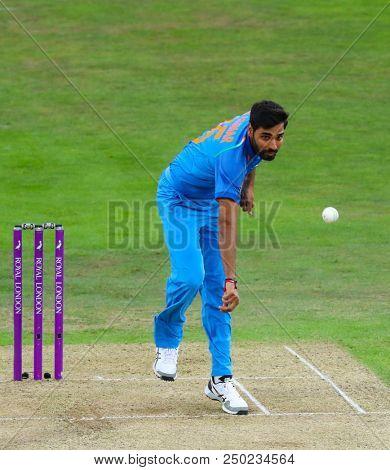 LEEDS, ENGLAND - JULY 17: Bhuvneshwar Kumar during the 3rd Royal London One day International match between England and India at Headingley Cricket Ground on July 17, 2018 in  England.  