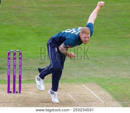 LEEDS, ENGLAND - JULY 17: Ben Stokes during the 3rd Royal London One day International match between England and India at Headingley Cricket Ground on July 17, 2018 in  England.  