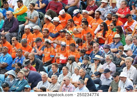 LEEDS, ENGLAND - JULY 17: India fans during the 3rd Royal London One day International match between England and India at Headingley Cricket Ground on July 17, 2018 in  England.  