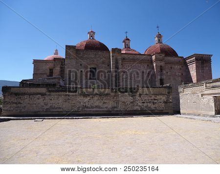Church Courtyard Of San Pedro In Mitla City Important Archeological Site Of Zapotec Culture In Oaxac