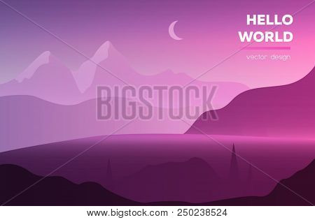 Polygonal Landscape Vector Illustration. Modern Design Template For Web-banner