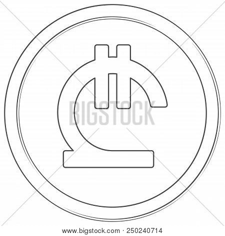 Vector Lari Sign. Lineart Icon. Thin Line Illustration On White Background