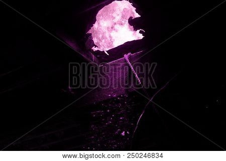 Super Full Pink Moon On The Night Sky Look Pass On Hole Of Zinc