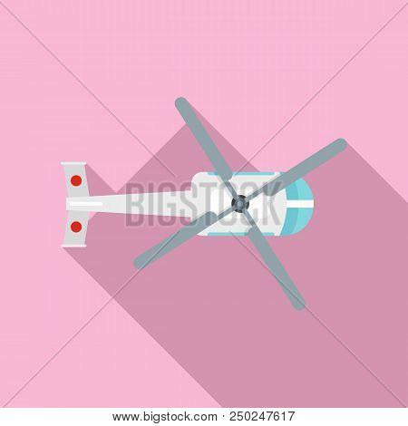 Top View Helicopter Icon. Flat Illustration Of Top View Helicopter Vector Icon For Web Design