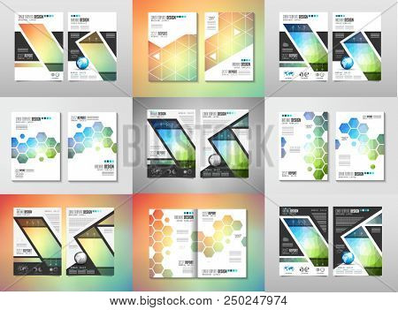 Set of Brochure templates, Flyers Design or Depliant Covers for business purposes. Elegant layout with space for text and images.