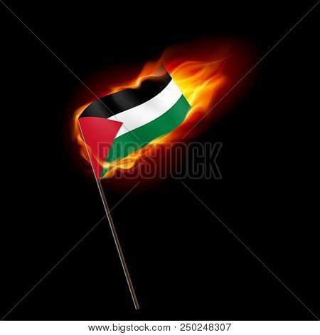 Flag Of Palestine. Concept Illustration Of Crisis Or War Conflict With Palestinian Flag