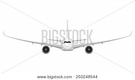 Air Ransport. Realistic Passenger Airplane. Front View.