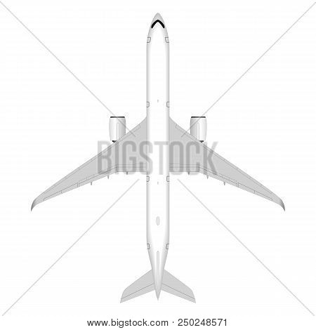 Air Ransport. Realistic Passenger Airplane. View From Above.