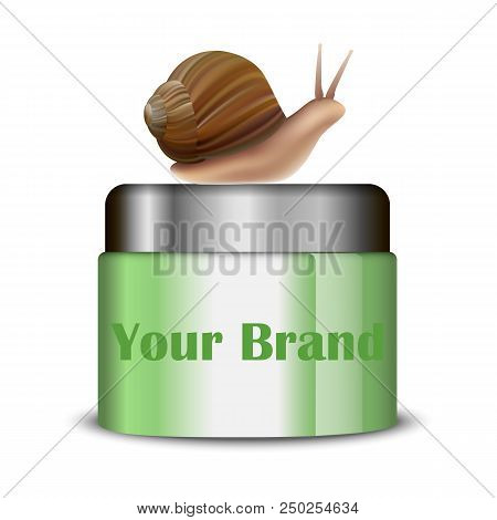 Snail Cream Mockup. Realistic Illustration Of Snail Cream Vector Mockup For Web Design Isolated On W