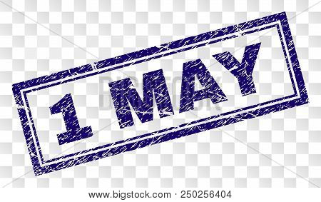 1 May Stamp Seal Print With Rubber Print Style And Double Framed Rectangle Shape. Stamp Is Placed On