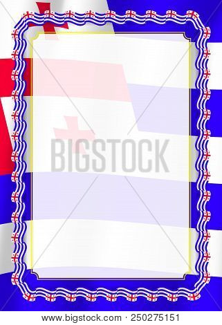 Frame And Border Of Ribbon With Adjara Flag, Template Elements For Your Certificate And Diploma. Vec