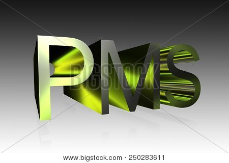 Pms Lettering  - 3d Metallic Word Illustration