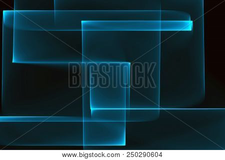 Rectangular Transparent Fractal - Clear  Cyan Background