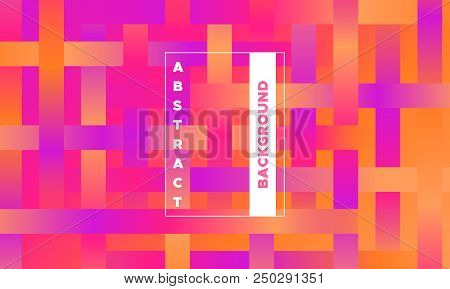Halftone Background With Glowing Rectangles. Trendy Colorful Gradient. Bright Geometric Template For