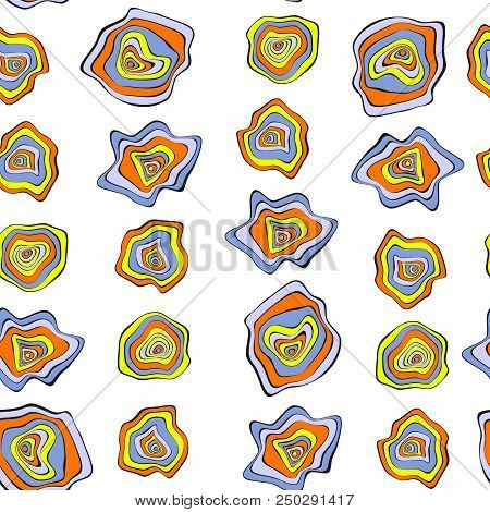 Wavy Distorted Rounds. Seamless Pattern With Deformed Circles. Hand Drawn Abstract Background. Vecto