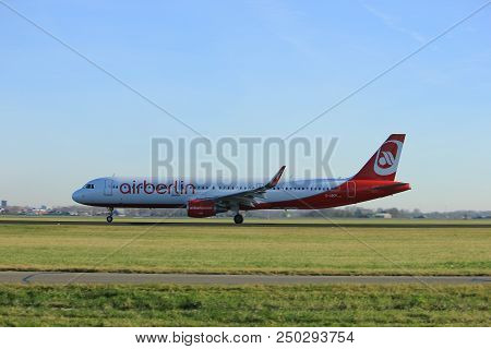 Amsterdam, The Netherlands  - November 25th, 2016: D-abcp Air Berlin Airbus A321 Taking Off From Pol