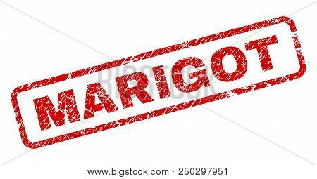 Marigot Stamp Seal Print With Grunge Style. Red Vector Rubber Print Of Marigot Text With Retro Textu