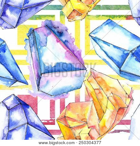 Colorful Diamond Rock Jewelry Mineral.seamless Background Pattern. Fabric Wallpaper Print Texture. G