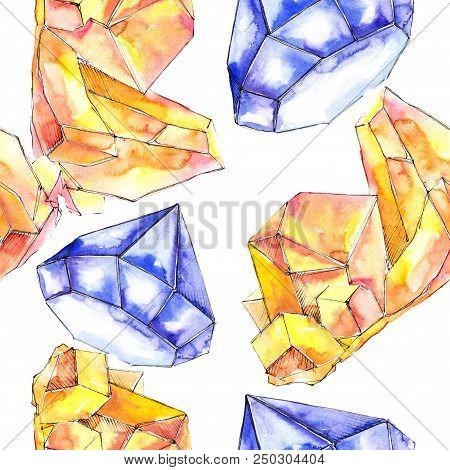 Colorful Diamond Rock Jewelry Mineral.seamless Background Pattern. Fabric Wallpaper Print Texture. G